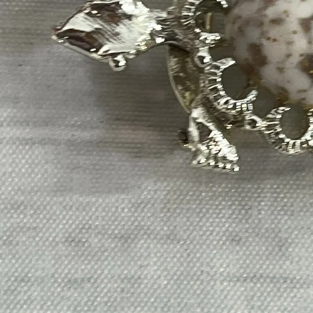 Vintage Gerrys Turtle Art Glass Cabochon Brooch Pin Marble Brown Gold 2.25